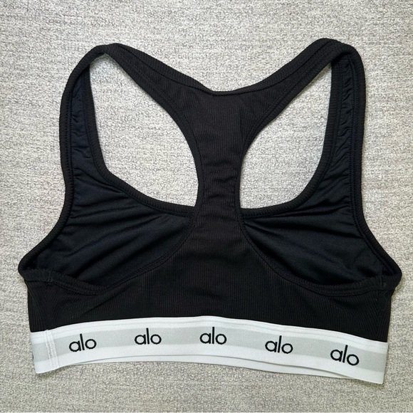 Alo Yoga Icon Ribbed Henley Bra Black Size Extra Small - Picture 8 of 8